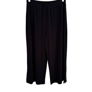 Simonton Says Womens Stretch Black Wide-Leg Side Hem Slit Cropped Dress Pants L